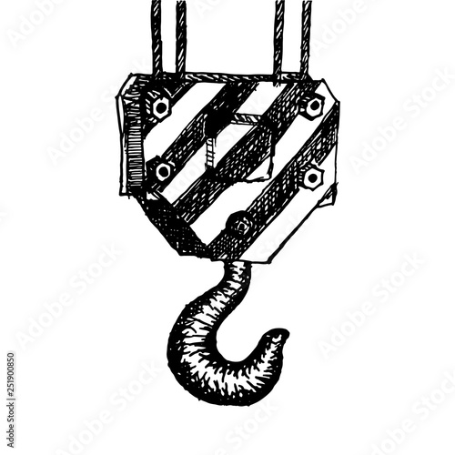 crane hook illustration hand drawn isolated on white