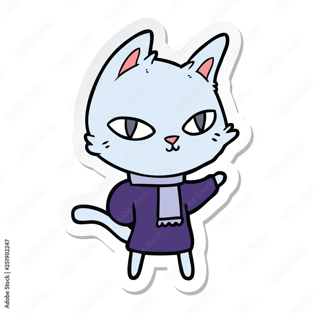 sticker of a cartoon cat staring sticker of a cartoon cat staring