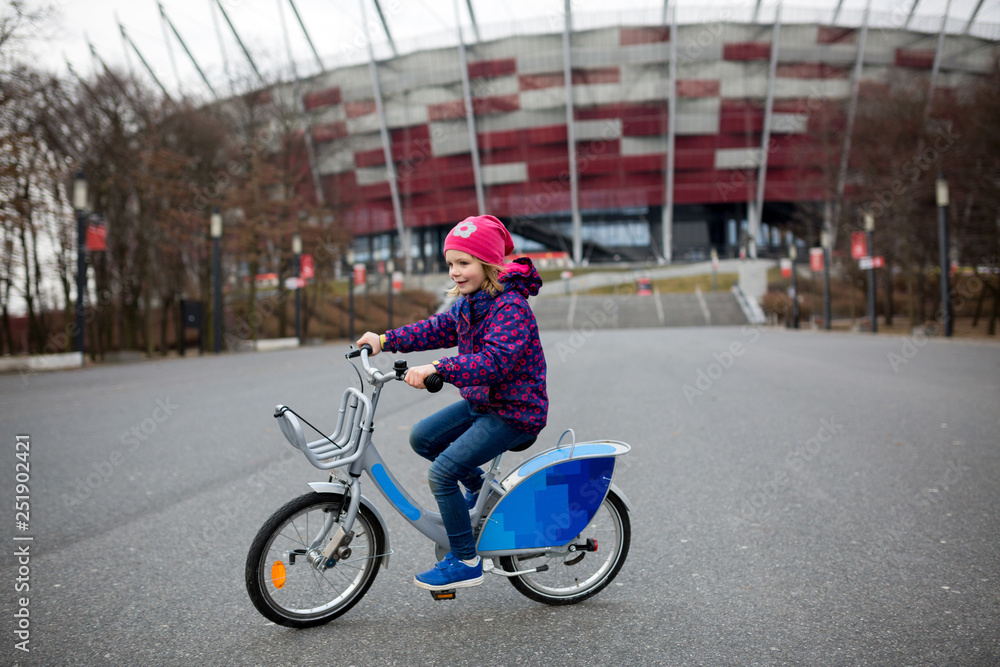Little Girl Riding Bicycle, Warszaw, Poland
