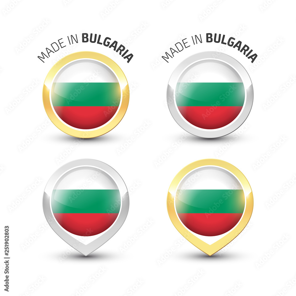Made in Bulgaria - Round labels with flags