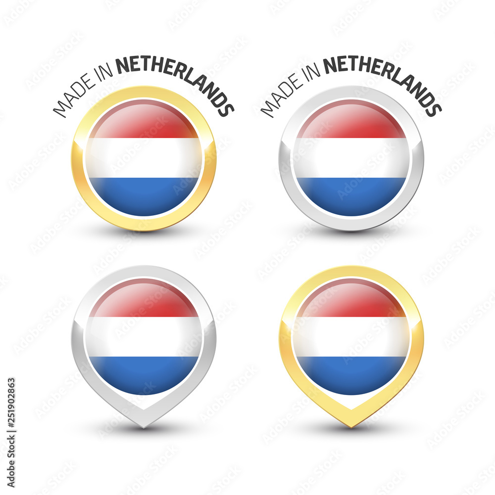 Made in Netherlands - Round labels with flags Made in Netherlands - Round labels with flags