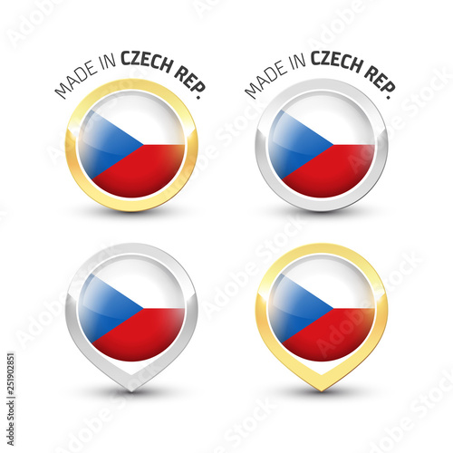Made in Czech Republic - Round labels with flags