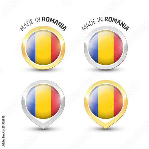 Made in Romania - Round labels with flags Free Download Made in Romania - Round labels with flags - GFXLoad