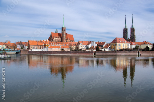 Odra river with Cathedral of St. John the Baptist