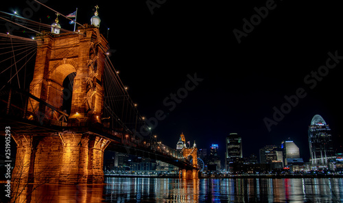 Bridge and Skyline at Night