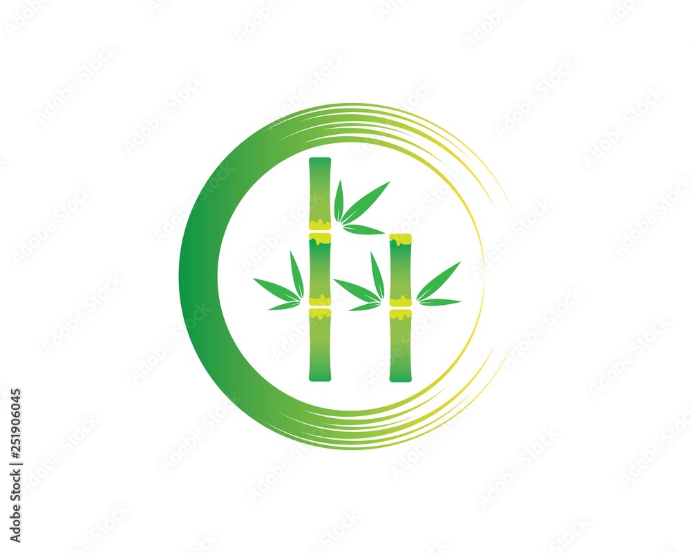 Bamboo with green leaf vector icon Bamboo with green leaf vector icon