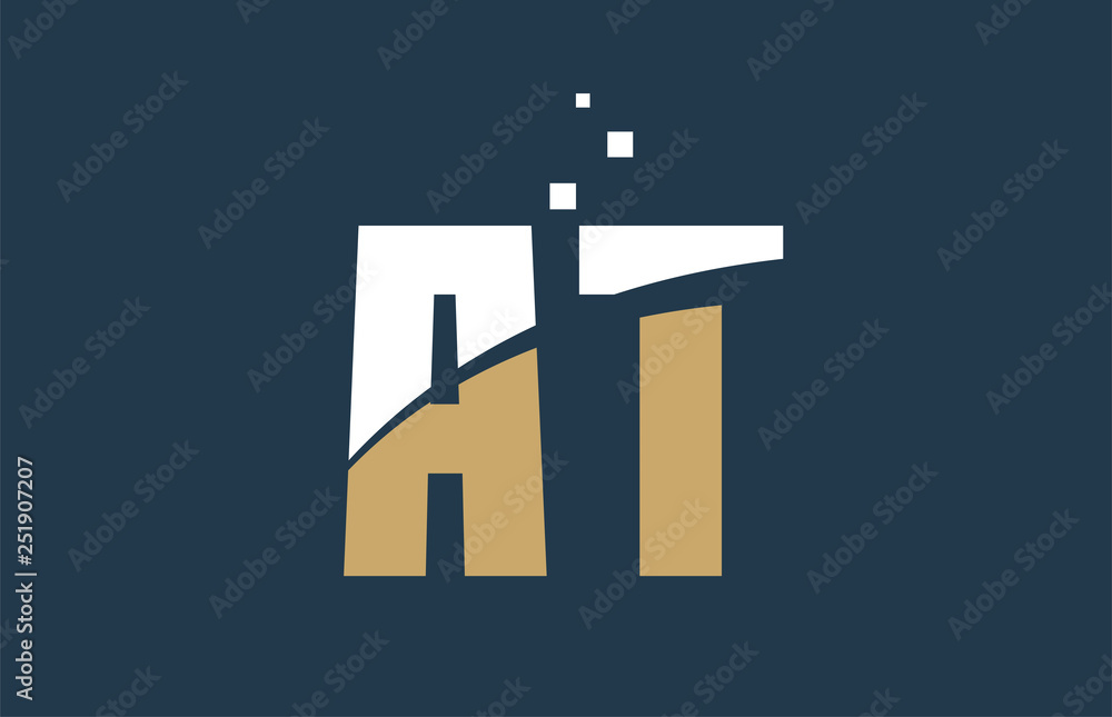 yellow white blue color alphabet letter combination AT A T for logo icon design yellow white blue color alphabet letter combination AT A T for logo icon design