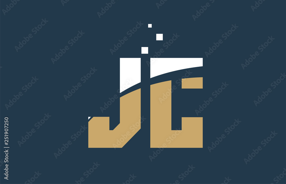 yellow white blue color alphabet letter combination JC J C for logo icon design