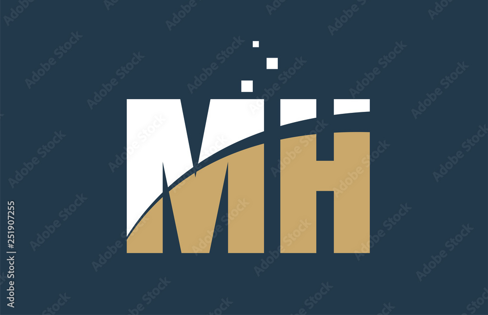yellow white blue color alphabet letter combination MH M H for logo icon design yellow white blue color alphabet letter combination MH M H for logo icon design