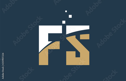 yellow white blue color alphabet letter combination FS F S for logo icon design © dragomirescu