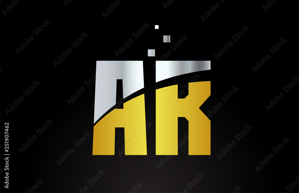 gold golden silver metallic color alphabet letter combination AR A R for logo icon design