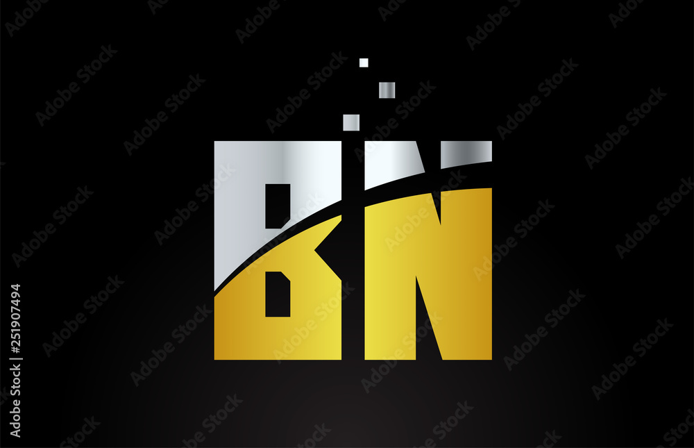 gold golden silver metallic color alphabet letter combination BN B N for logo icon design gold golden silver metallic color alphabet letter combination BN B N for logo icon design