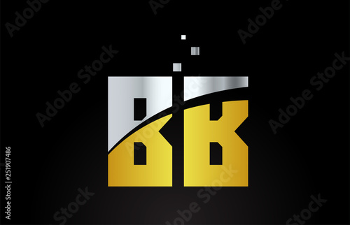 gold golden silver metallic color alphabet letter combination BB B B for logo icon design