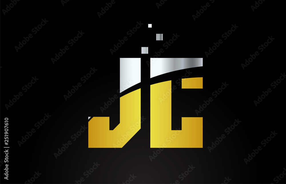 gold golden silver metallic color alphabet letter combination JC J C for logo icon design