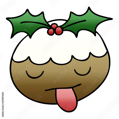 quirky gradient shaded cartoon christmas pudding