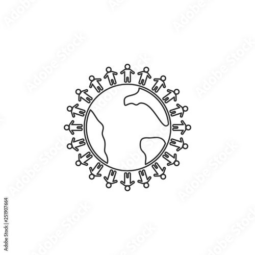 Friendship on Earth, people around the planet icon. Simple thin line, outline vector of Friendship icons for UI and UX, website or mobile application