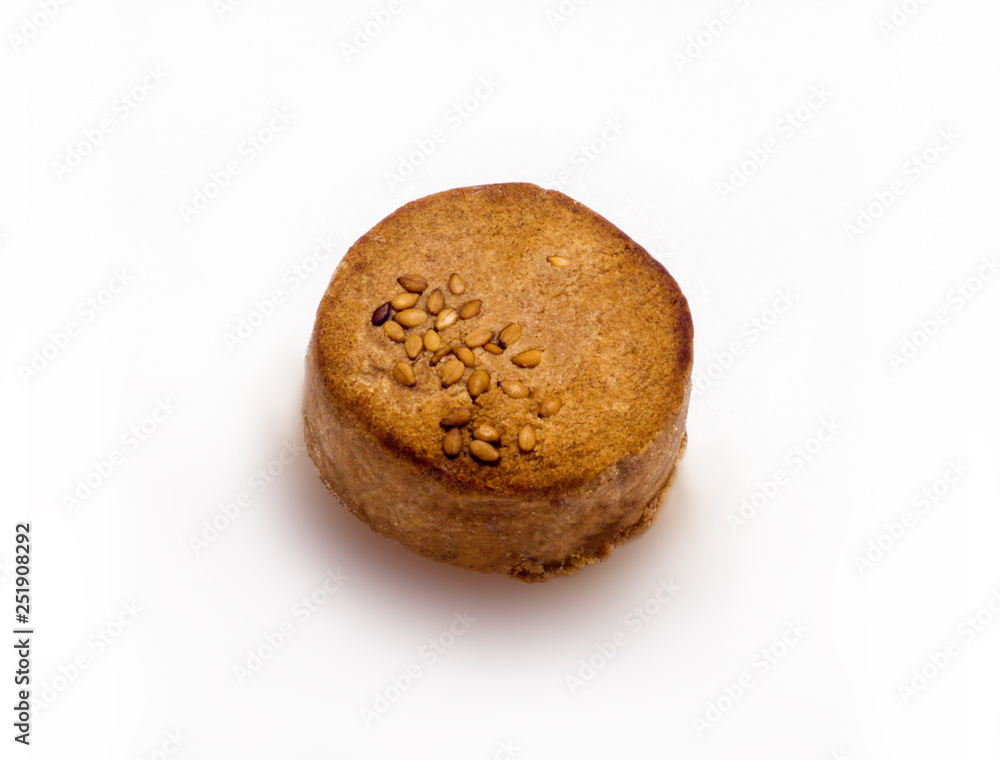 Shortbread cookies (Polvorones). Almond cookies. White background. Close up. Shortbread cookies (Polvorones). Almond cookies. White background. Close up.