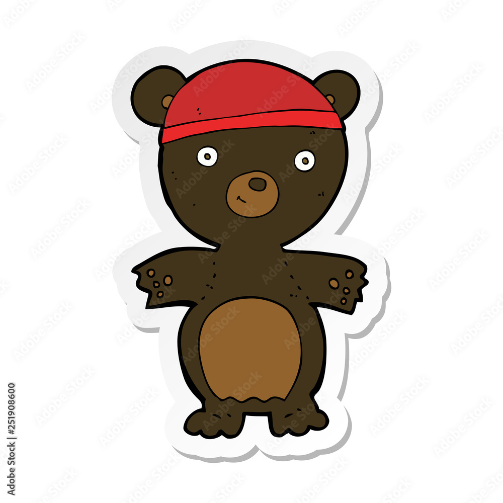 sticker of a cartoon cute black bear sticker of a cartoon cute black bear