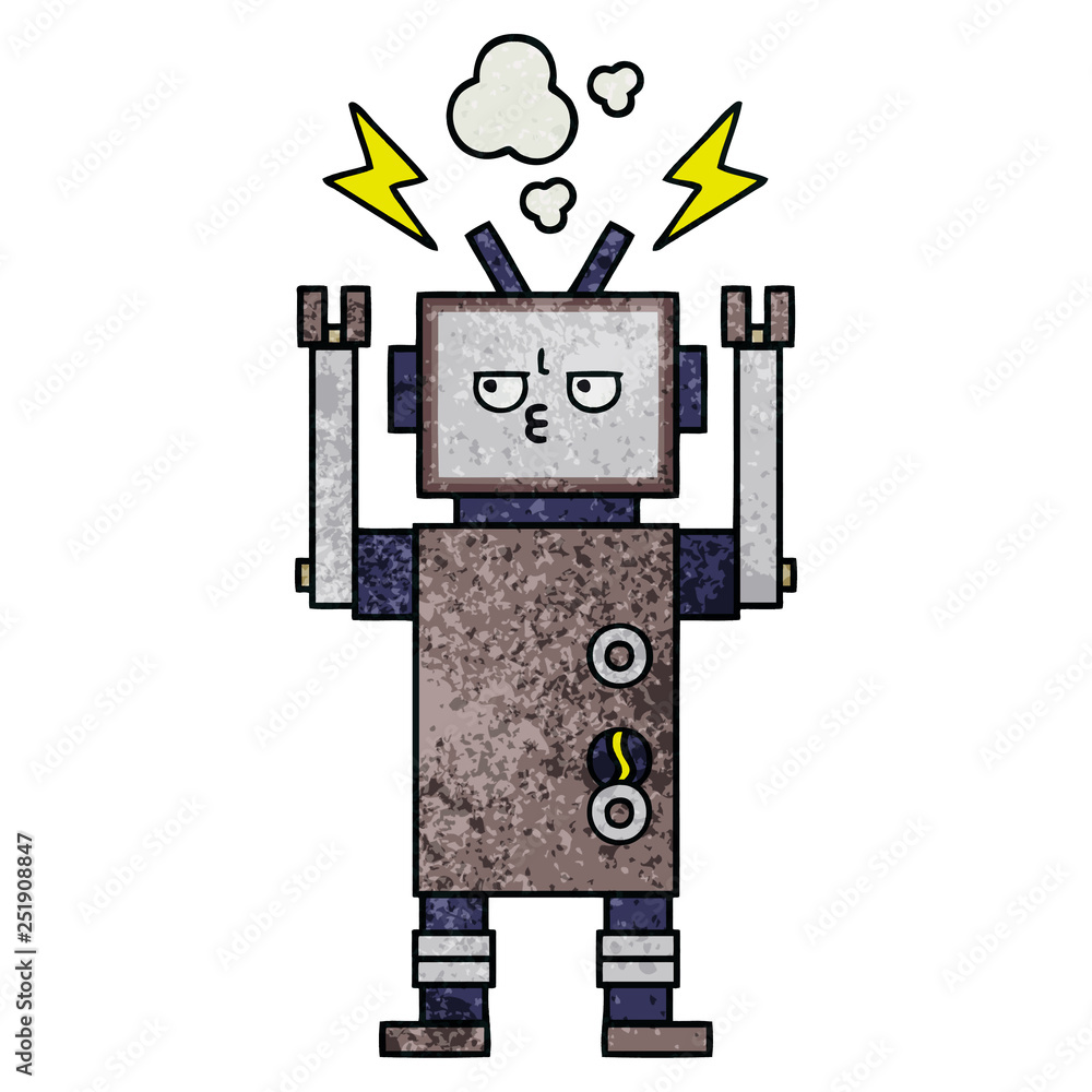 retro grunge texture cartoon robot retro grunge texture cartoon robot