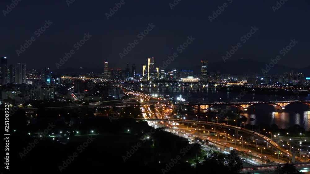 Beautiful city in Sunset of Seoul City Skyline,South Korea.Timelapse 4k Beautiful city in Sunset of Seoul City Skyline,South Korea.Timelapse 4k