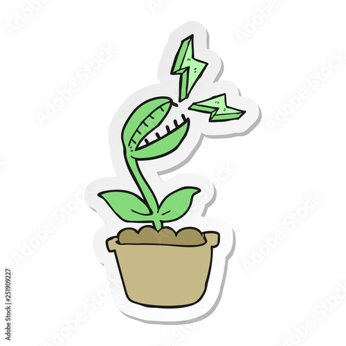 sticker of a cartoon venus fly trap