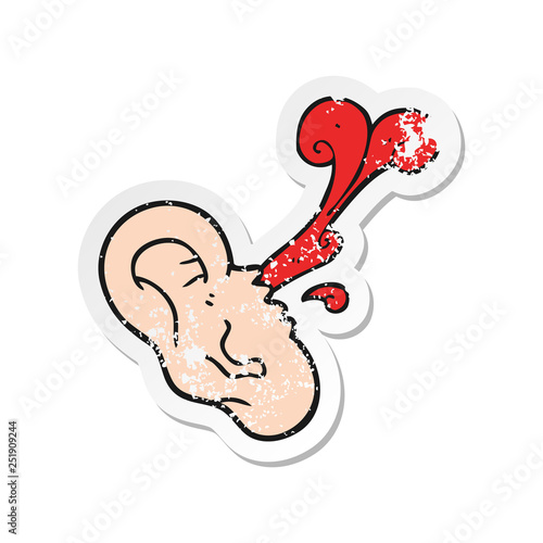 retro distressed sticker of a cartoon severed ear