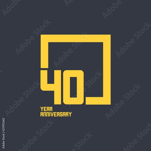 40 Year Anniversary Square Vector Template Design Illustration