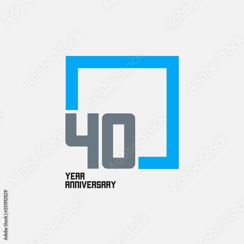 40 Year Anniversary Square Vector Template Design Illustration