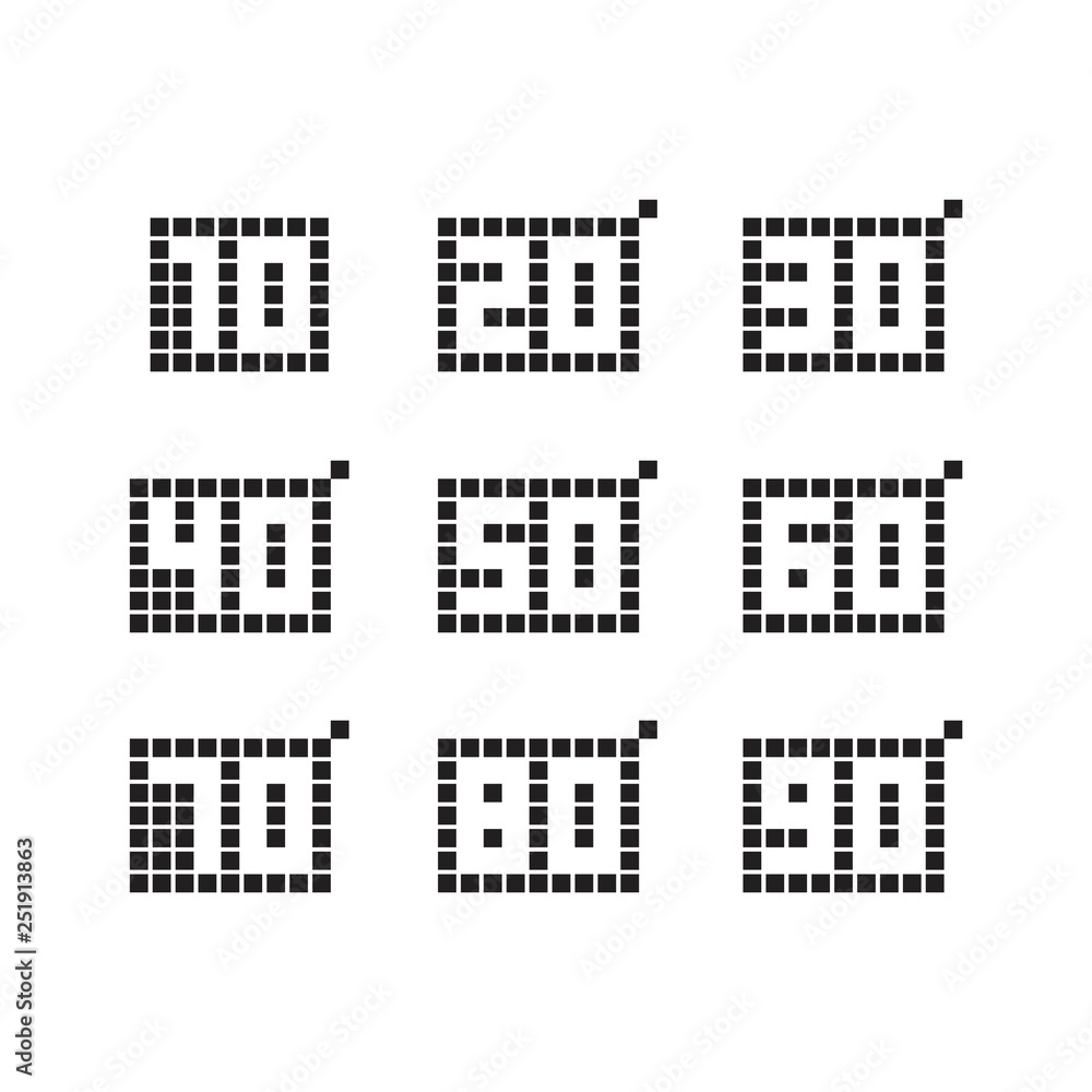 Year Anniversary Pixel Number Set Vector Template Design Illustration Year Anniversary Pixel Number Set Vector Template Design Illustration
