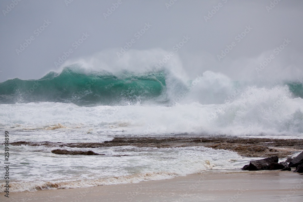 Amazing backwash waves at Snapper Rocks during Cyclone Oma, Gold Coast Australia