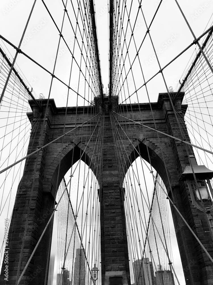 Naklejka premium brooklyn bridge and new york city manhattan