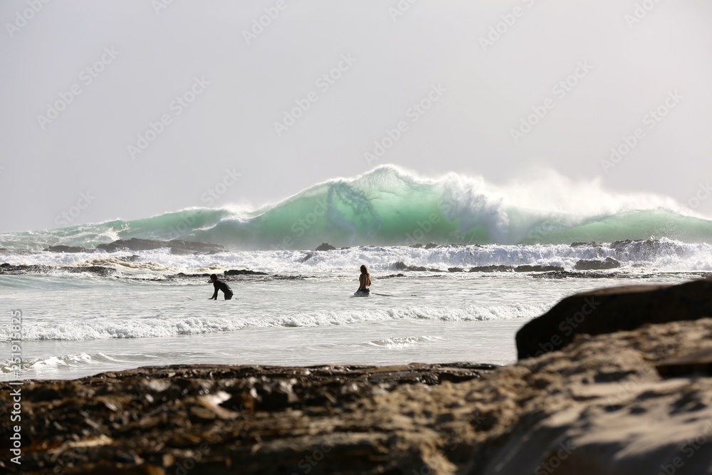 Amazing backwash waves at Snapper Rocks during Cyclone Oma, Gold Coast Australia