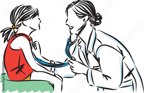doctor with little girl vector illustration