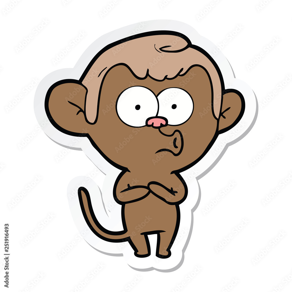 Obraz premium sticker of a cartoon hooting monkey