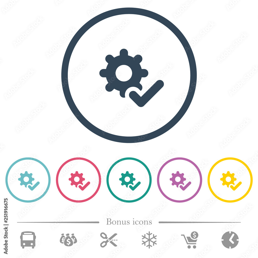 Settings ok flat color icons in round outlines Settings ok flat color icons in round outlines