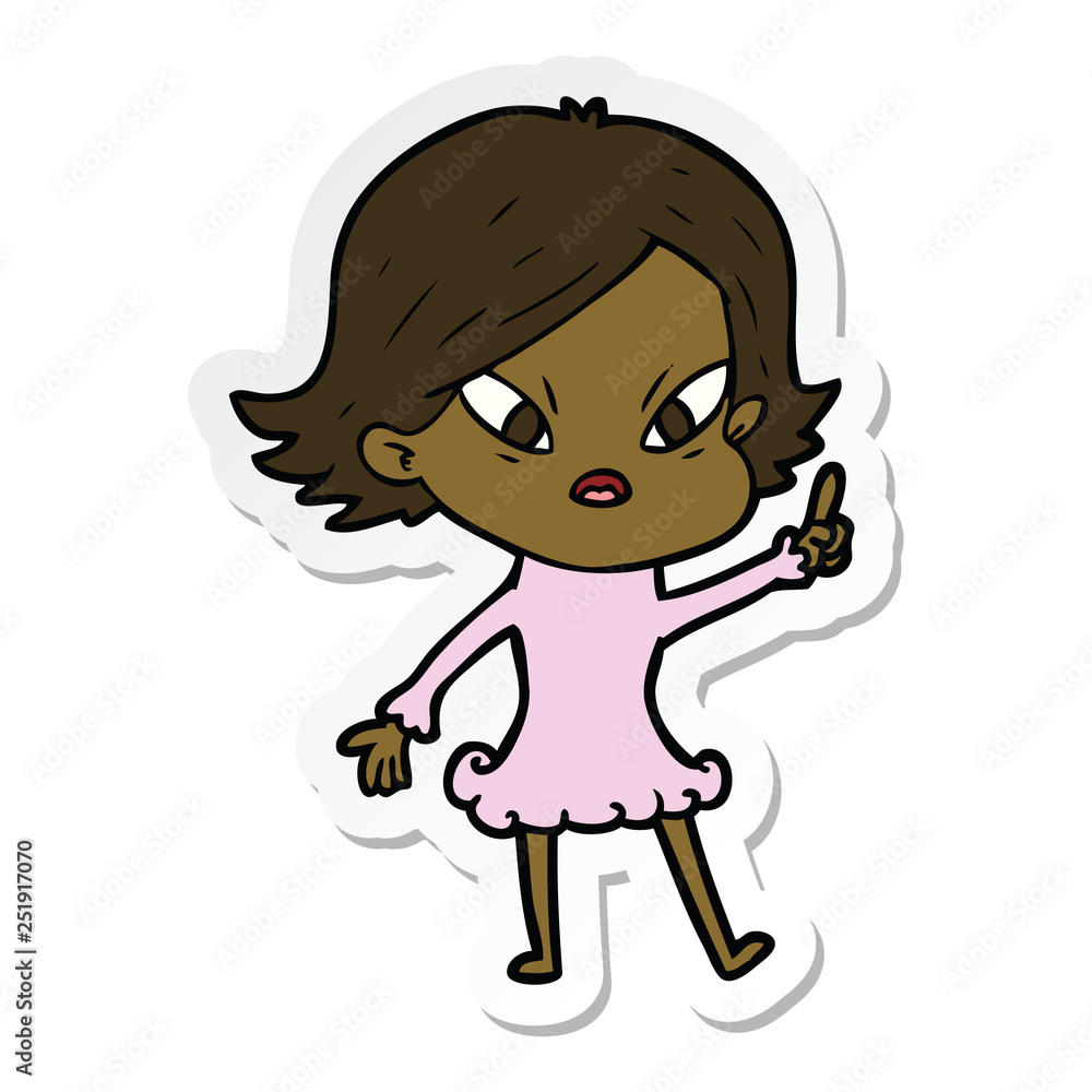 sticker of a cartoon stressed woman sticker of a cartoon stressed woman