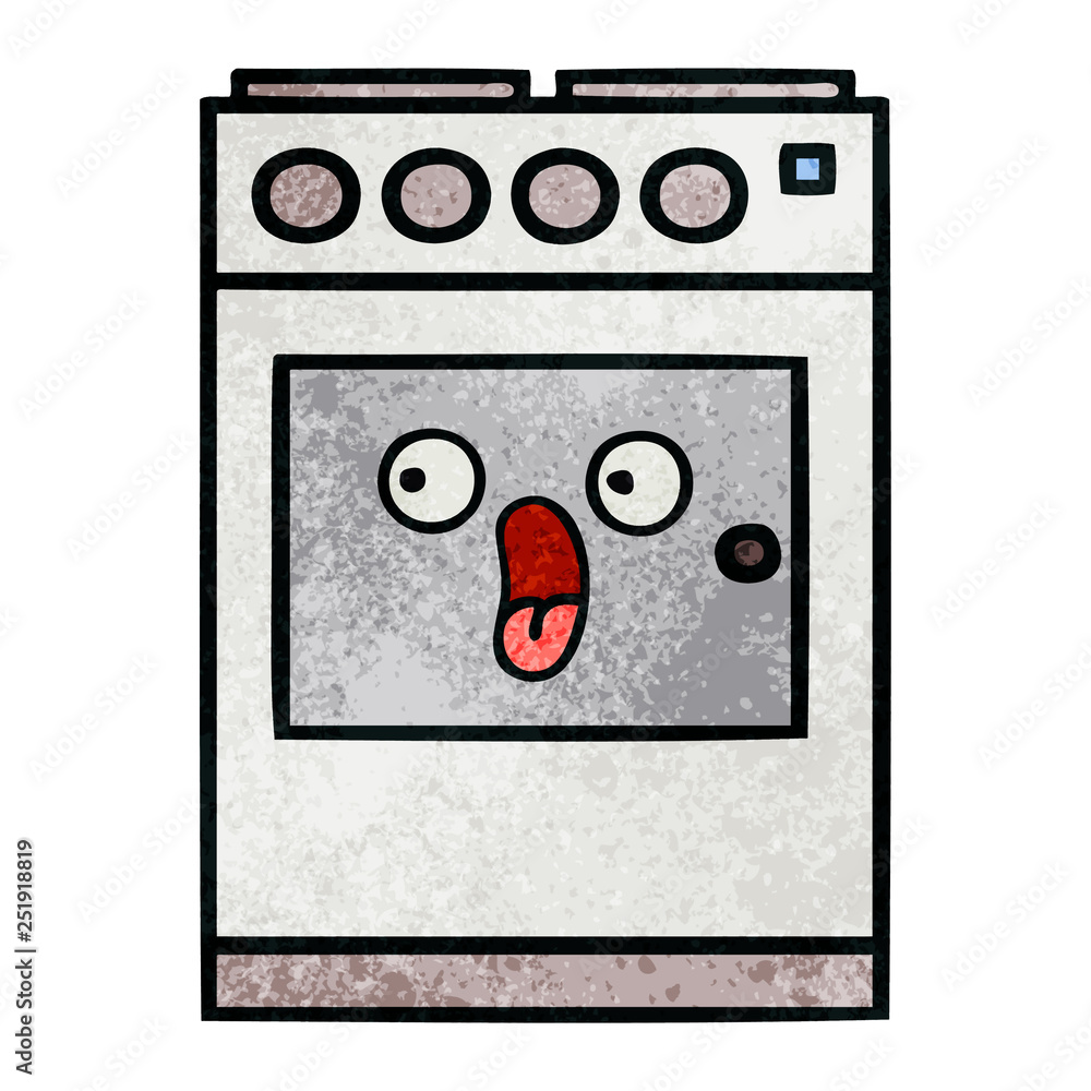 retro grunge texture cartoon kitchen oven retro grunge texture cartoon kitchen oven