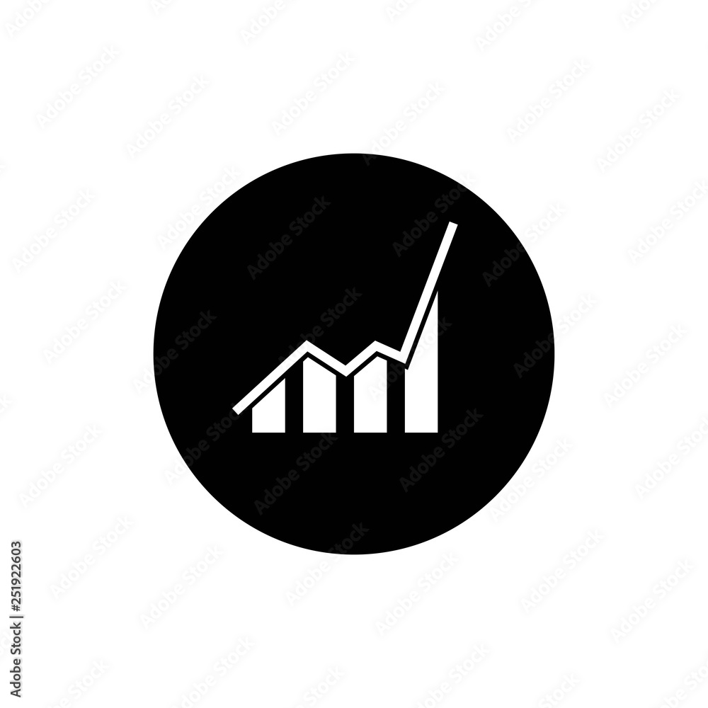 Growing graph icon on black circle - vector illustration, EPS10. - vector Growing graph icon on black circle - vector illustration, EPS10. - vector