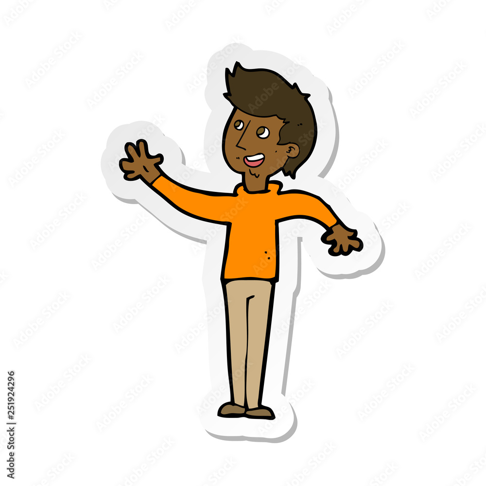 sticker of a cartoon man waving sticker of a cartoon man waving