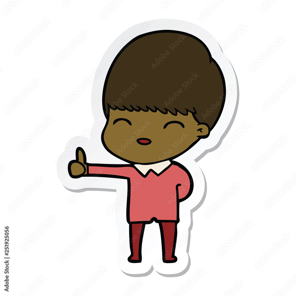 sticker of a happy cartoon boy sticker of a happy cartoon boy