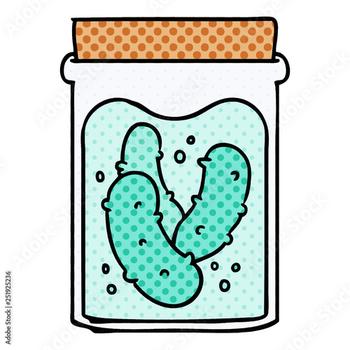 cartoon doodle jar of pickled gherkins