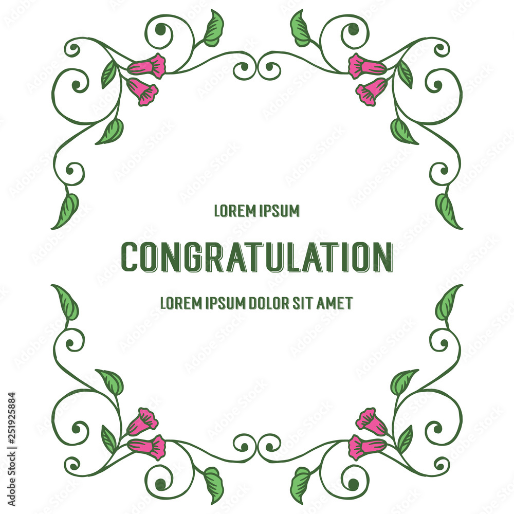 Vector illustration lettering congratulation with colorful flower frame hand drawn