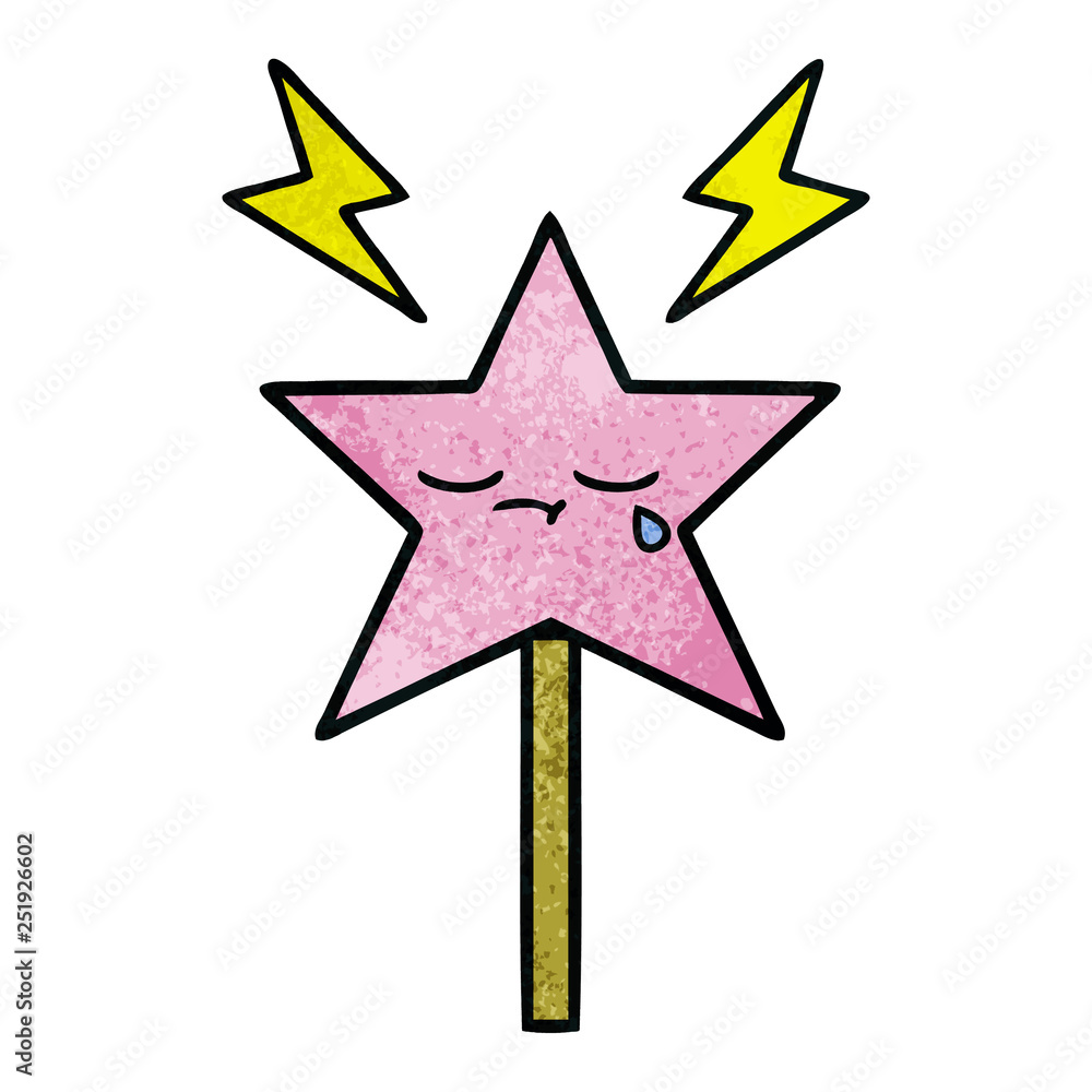 retro grunge texture cartoon magic wand retro grunge texture cartoon magic wand