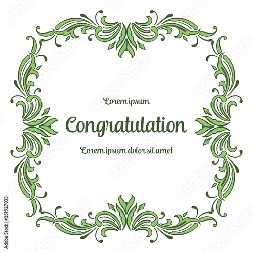 Vector illustration greeting congratulation for leaf flower frame style hand drawn