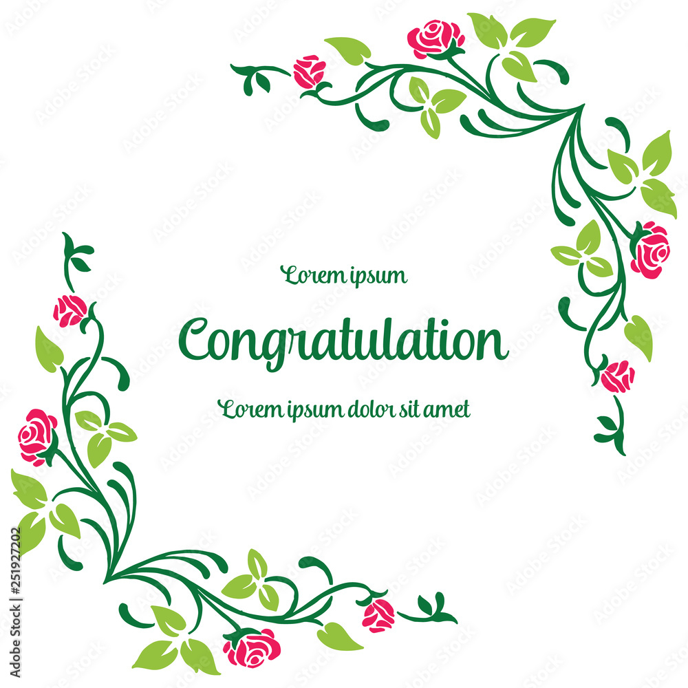 Vector illustration greeting congratulation for leaf flower frame style hand drawn Vector illustration greeting congratulation for leaf flower frame style hand drawn