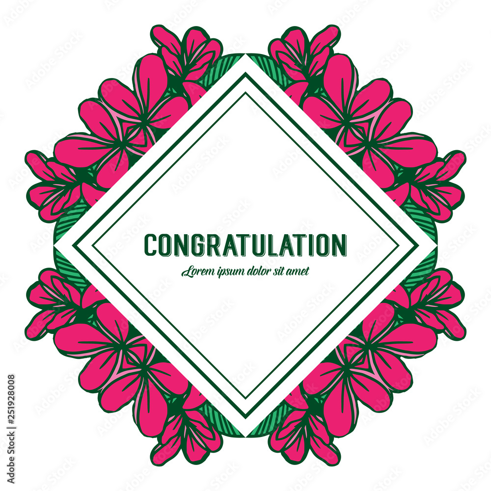 Vector illustration greeting card congratulation with floral frame very blooms hand drawn Vector illustration greeting card congratulation with floral frame very blooms hand drawn