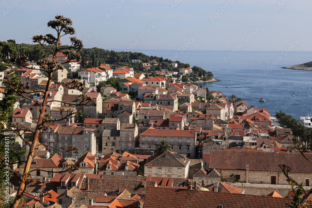 The view of Hvar in Croatia from the fortress