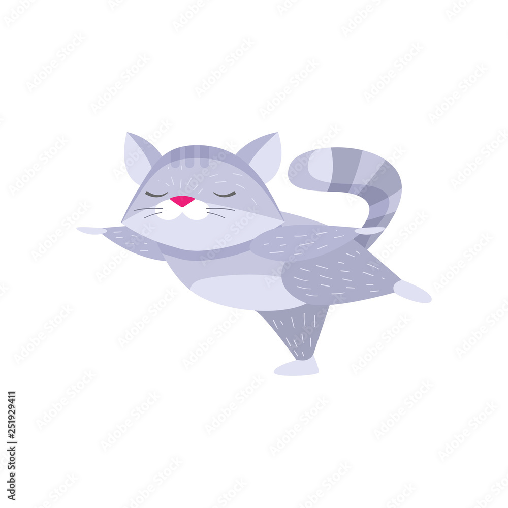 Cute raccoon doing swallow exercise and meditating isolated on white background Cute raccoon doing swallow exercise and meditating isolated on white background