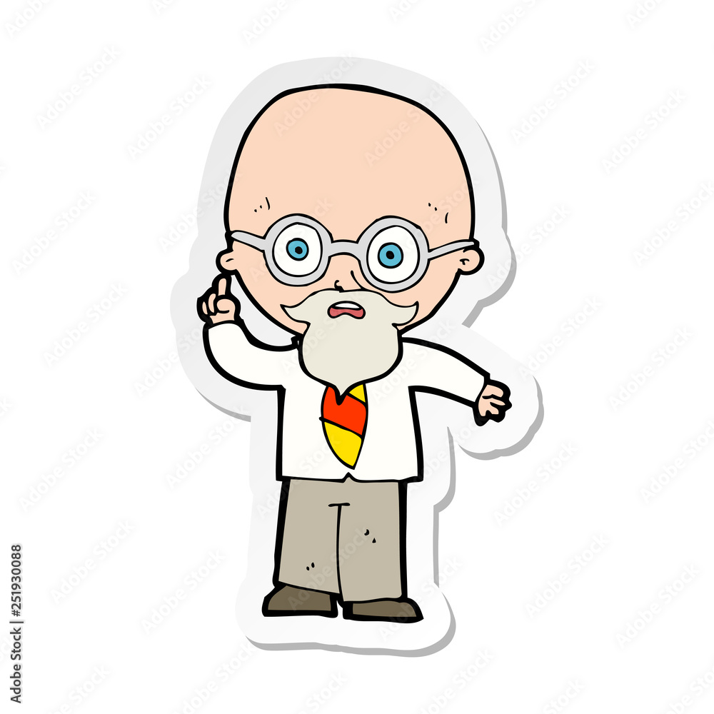 sticker of a cartoon professor