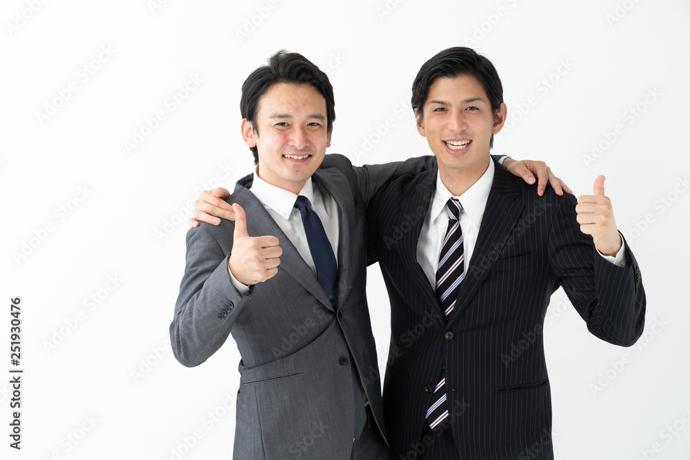 portrait of two asian businessman on white background